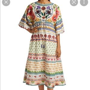 NWOT FARM Rio Salt Island Beaded MIDI Dress XS